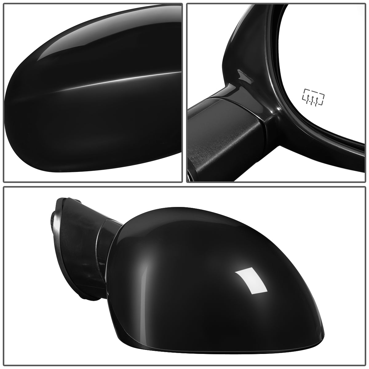 RETROVISOR MIRROR - OEM - 08-14 DODGE CHALLENGER - POWER MIRROR ADJUSTMENT - HEATED - FOLDING - W/O TURN SIGNAL OR PUDDLE LAMP - PAINTABLE - BLACK - RIGHT