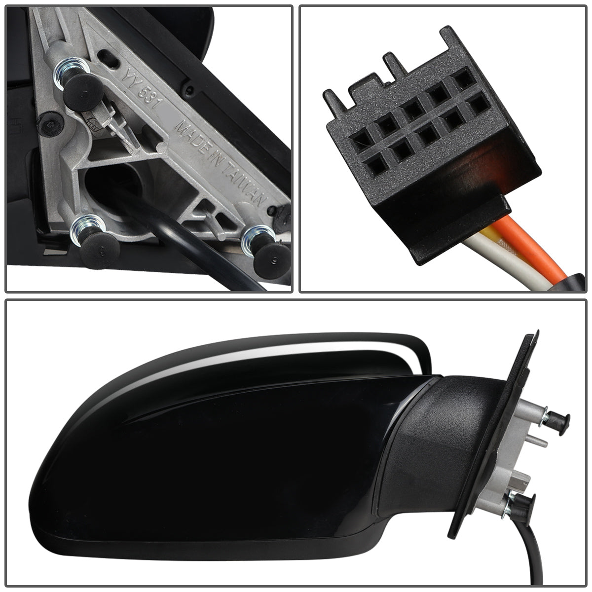 RETROVISOR MIRROR - OEM - 11-14 DODGE CHARGER - POWER MIRROR ADJUSTMENT - W/O HEAT, TURN SIGNAL, PUDDLE LIGHT, MEMORY, ASPHERICAL GLASS OR BLIND SPOT DETECTION - FOLDING - PAINTABLE - ONLY FITS VEHICLES W/ MATCHING FUNCTIONS AS MIRROR - BLACK - RIGHT