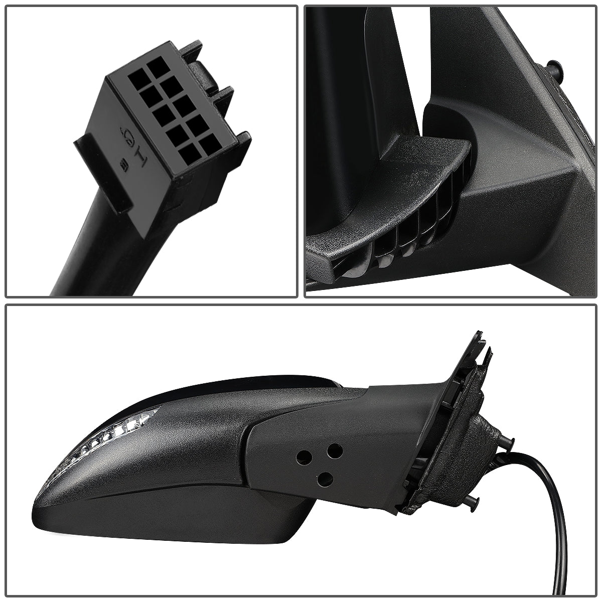 RETROVISOR MIRROR - OEM - 11-13 JEEP GRAND CHEROKEE - POWERED - HEATED - W/ SIGNAL - W/ MEMORY - FOLDING - W/ BLACK MATERIAL - RIGHT