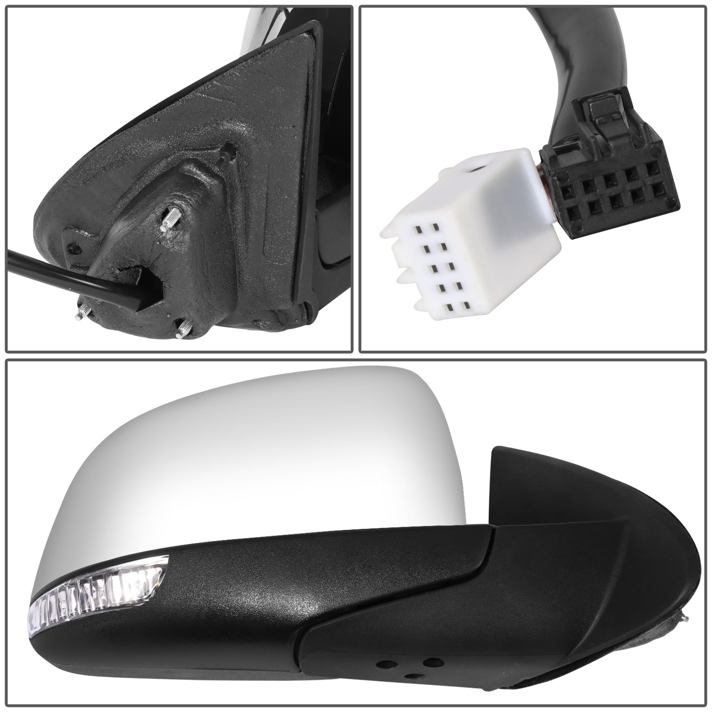 RETROVISOR MIRROR - OE STYLE - DODGE DURANGO 11-22 - WITH POWER WITH HEATED GLASS WITH TURN SIGNAL CHROME COVER - PASSENGER SIDE - SMOOTH - BLACK / CHROME