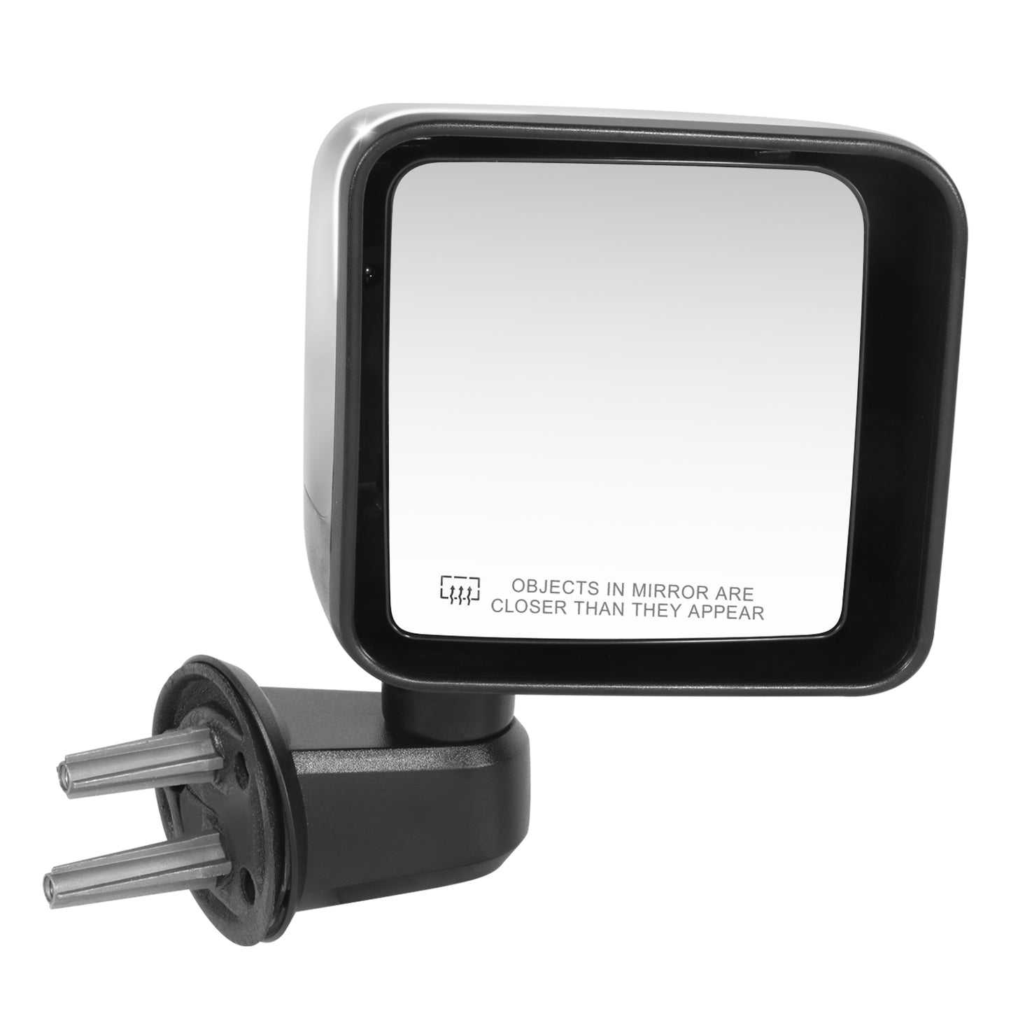RETROVISOR MIRROR - OE STYLE - JEEP WRANGLER 14 - WITH POWER WITH HEATED GLASS WITH CHROME COVER - PASSENGER SIDE - SMOOTH - BLACK / CHROME