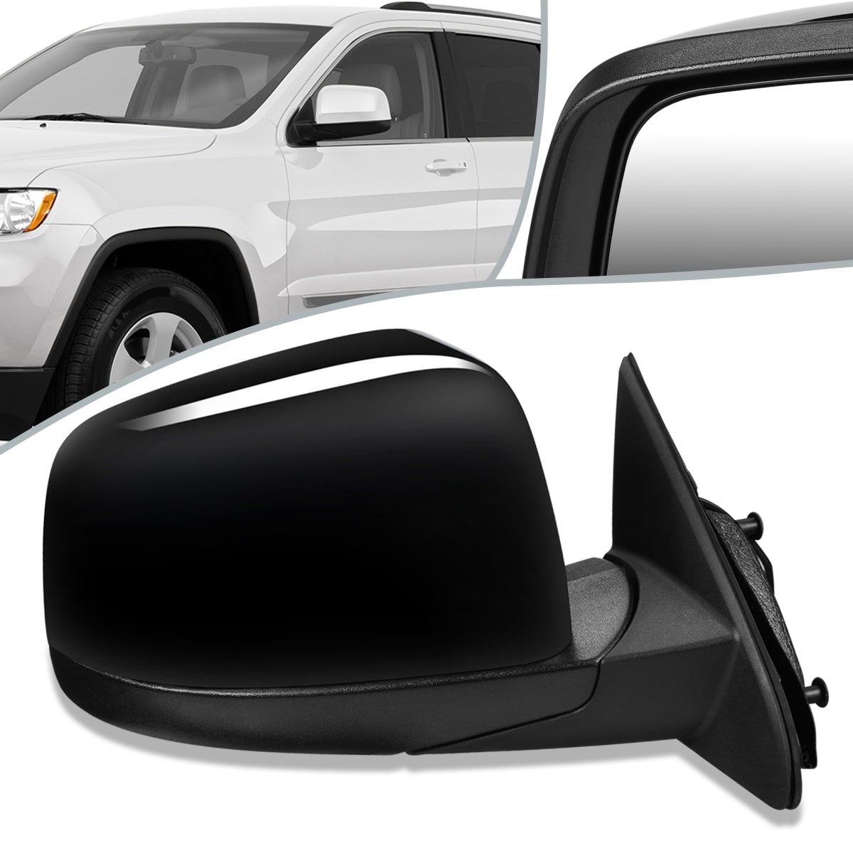 RETROVISOR MIRROR - OEM - 11-13 JEEP GRAND CHEROKEE - POWERED - HEATED - POWER FOLDING - BLACK MATERIAL - RIGHT