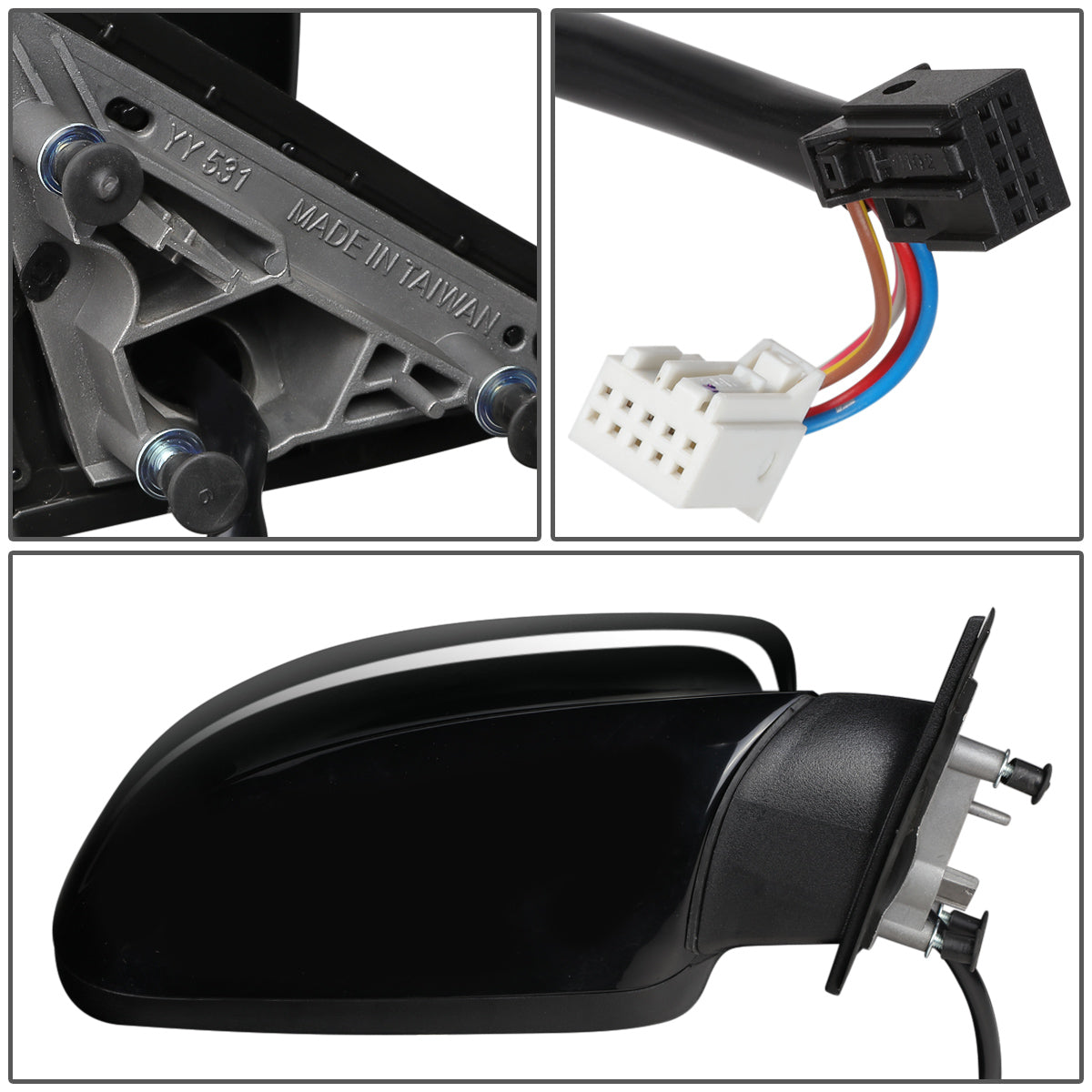 RETROVISOR MIRROR - OEM - 11-16 DODGE CHARGER - POWER MIRROR ADJUSTMENT - HEATED - FOLDING - MEMORY - W/O PUDDLE LIGHT, TURN SIGNAL OR BLIND SPOT DETECTION - PAINTABLE - ONLY FITS VEHICLES W/ MATCHING FUNCTIONS AS MIRROR - BLACK - RIGHT