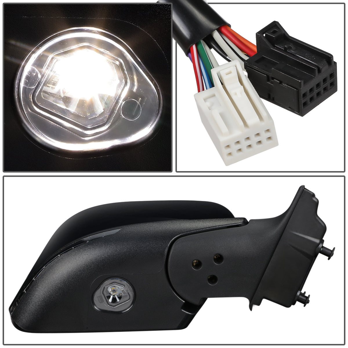 RETROVISOR MIRROR - OEM - 14-16 JEEP CHEROKEE - POWERED - HEATED - W/ SIGNAL - W/ MEMORY - W/ PUDDLE LIGHT - W/ BSDW - POWER FOLDING - BLACK MATERIAL - RIGHT