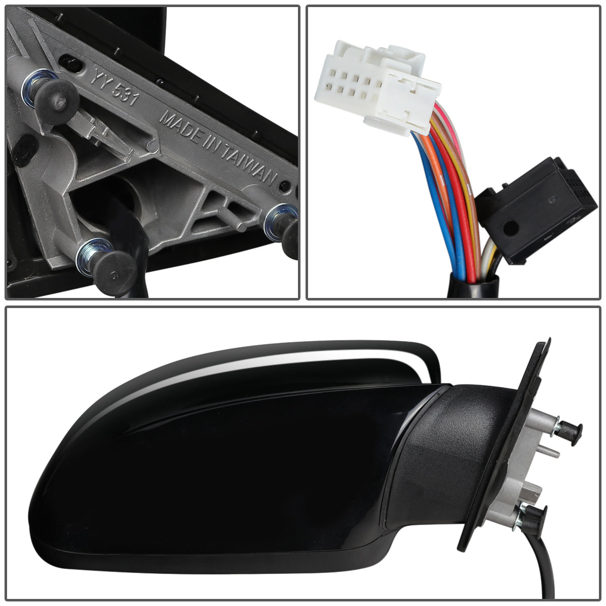 RETROVISOR MIRROR - OEM - 11-19 DODGE CHARGER - POWER MIRROR ADJUSTMENT - HEATED - MEMORY - FOLDING - BLIND SPOT DETECTION - W/O TURN SIGNAL OR PUDDLE LAMP - PAINTABLE - ONLY FITS VEHICLES W/ MATCHING FUNCTIONS AS MIRROR - BLACK - RIGHT