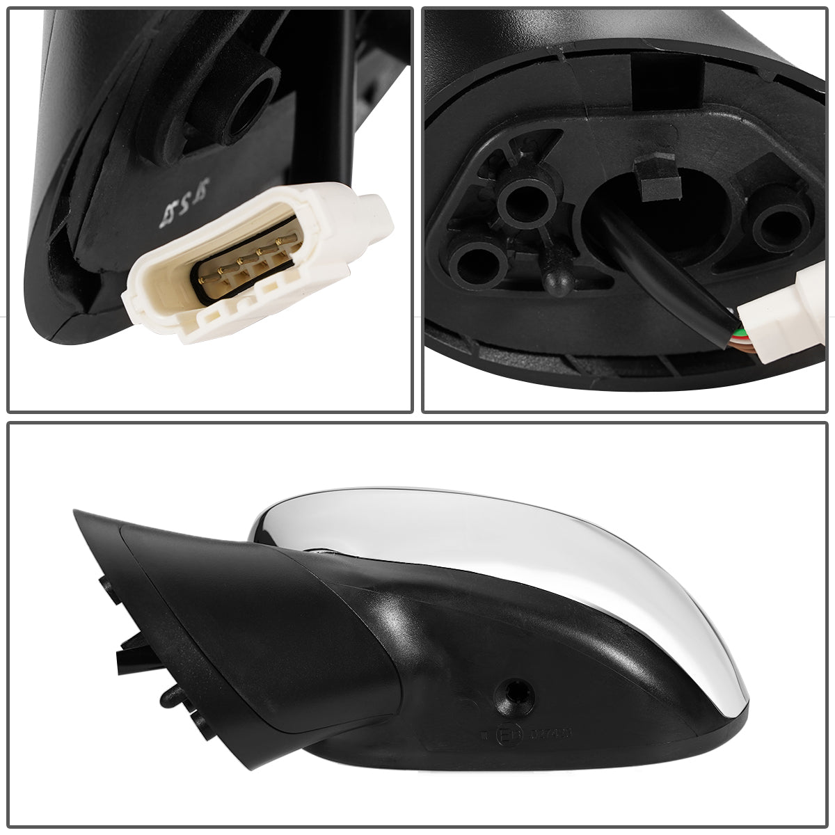 RETROVISOR MIRROR - OEM - 13-15 FIAT 500 - POWERED - HEATED - W/ BLIND LENS - FOLDING - W/ CHROME COVER - LEFT