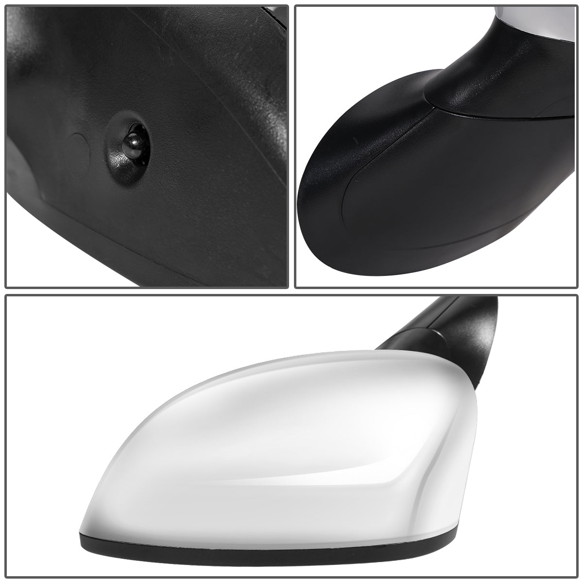 RETROVISOR MIRROR - OEM - 13-15 FIAT 500 - POWERED - HEATED - W/ BLIND LENS - FOLDING - W/ CHROME COVER - LEFT