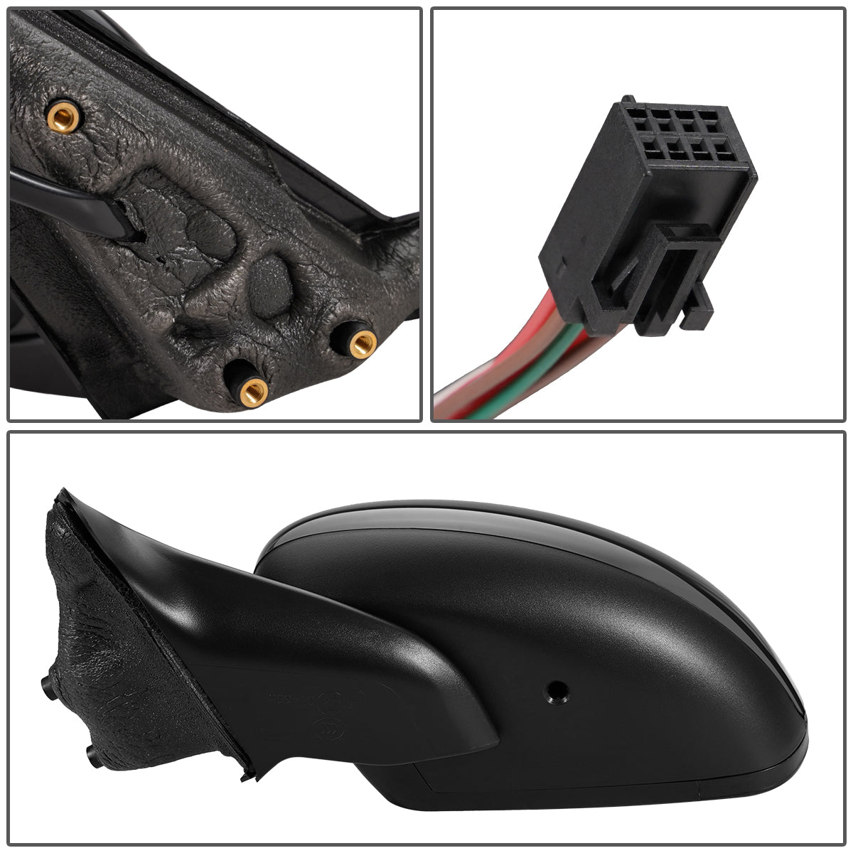 RETROVISOR MIRROR - OEM - 13-15 FIAT 500 - POWERED - HEATED - W/ ASPHERICAL LENS - FOLDING - BLACK - LEFT