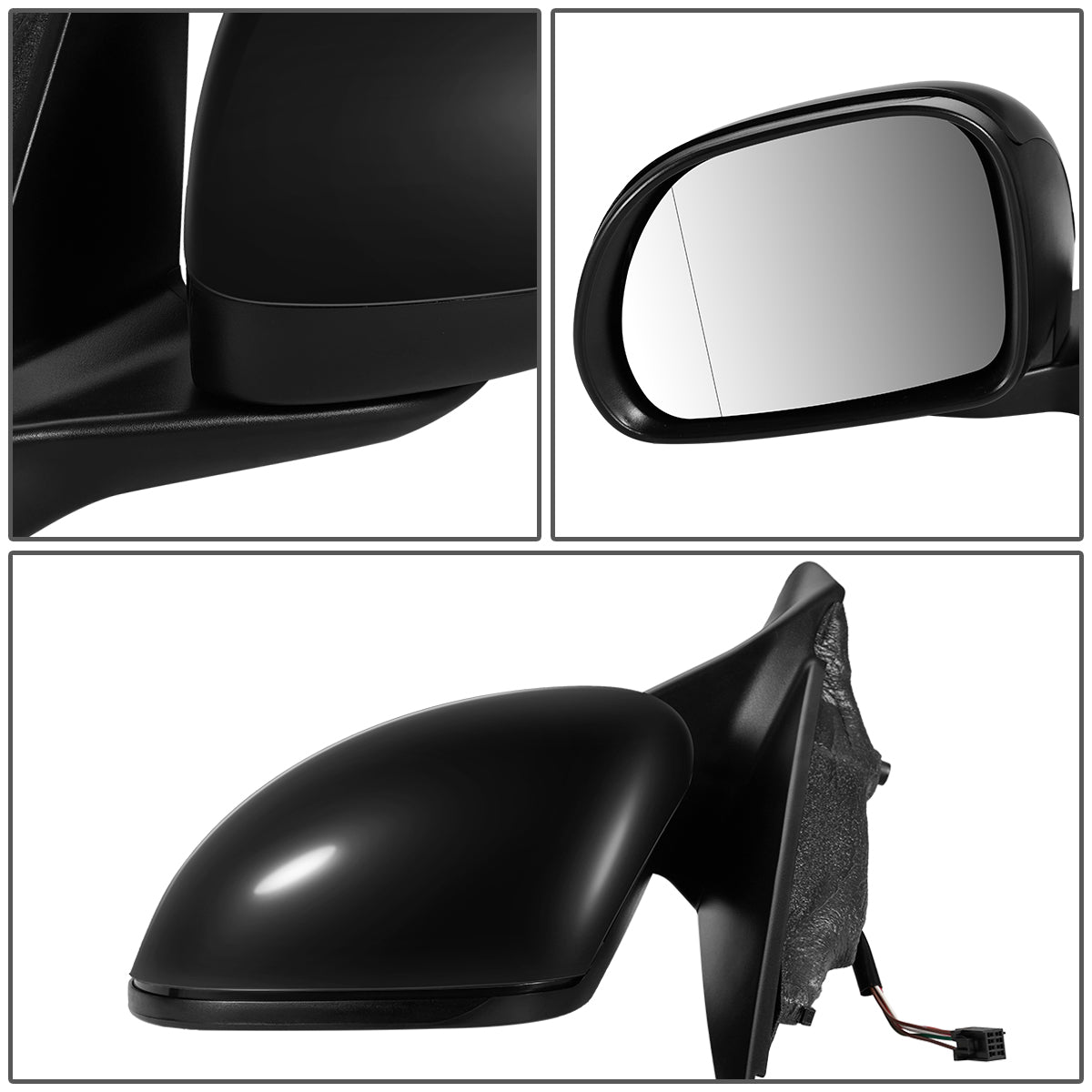RETROVISOR MIRROR - OEM - 13-15 FIAT 500 - POWERED - HEATED - W/ ASPHERICAL LENS - FOLDING - BLACK - LEFT