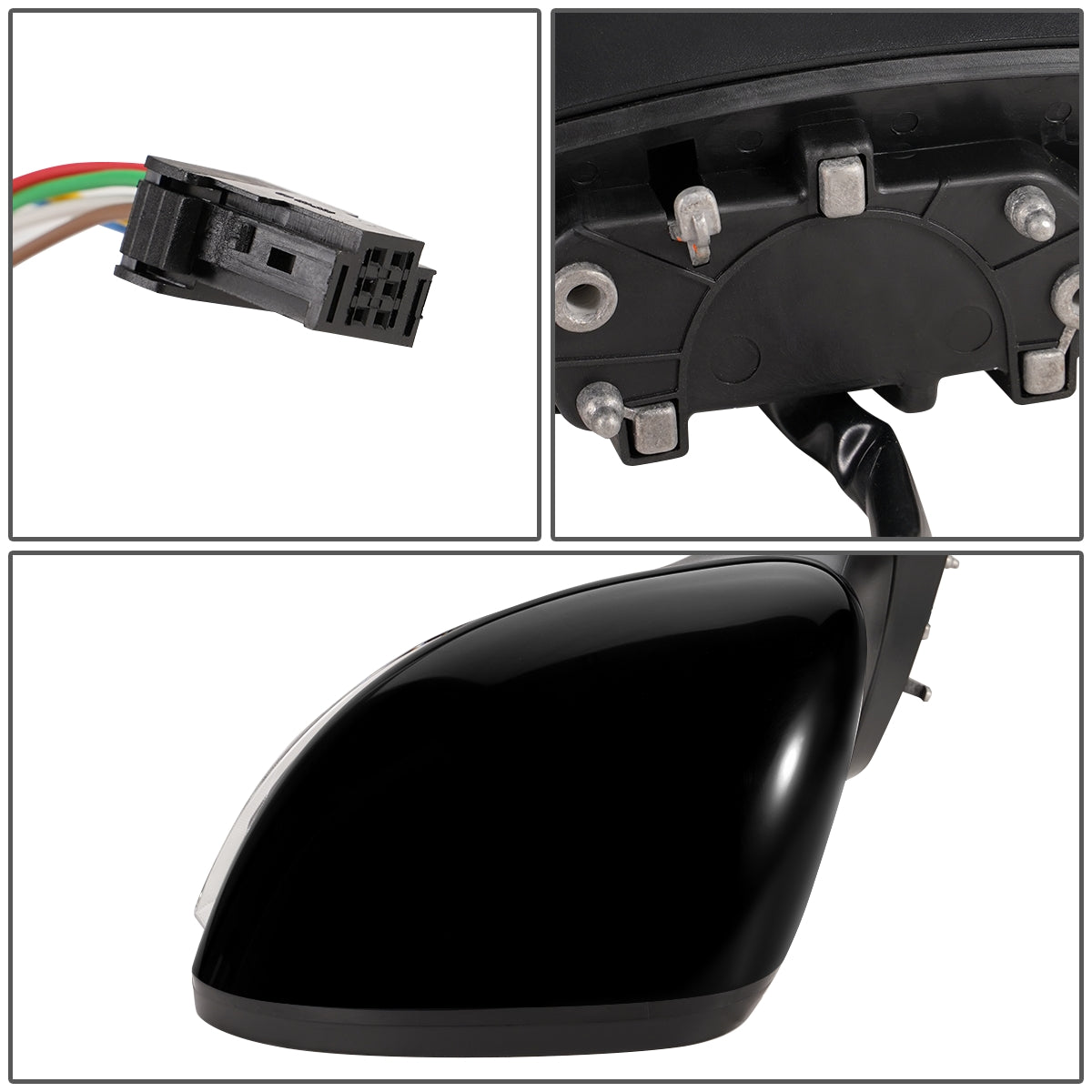 RETROVISOR MIRROR - OEM - 13-15 FIAT 500 - POWERED - HEATED - W/ SIGNAL - FOLDING - BLACK MATERIAL - LEFT