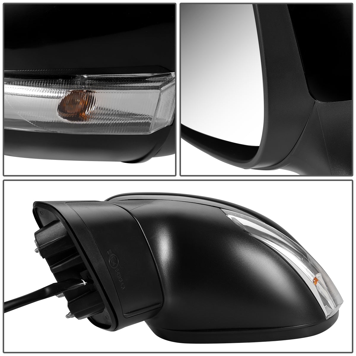 RETROVISOR MIRROR - OEM - 13-15 FIAT 500 - POWERED - HEATED - W/ SIGNAL - FOLDING - BLACK MATERIAL - LEFT