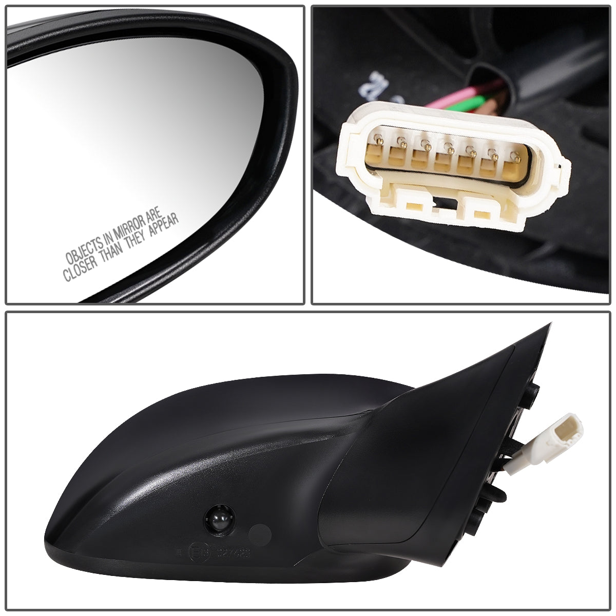 RETROVISOR MIRROR - OEM - 13-15 FIAT 500 - POWERED - HEATED - W/ TEMP SENSOR - FOLDING - BLACK MATERIAL - RIGHT