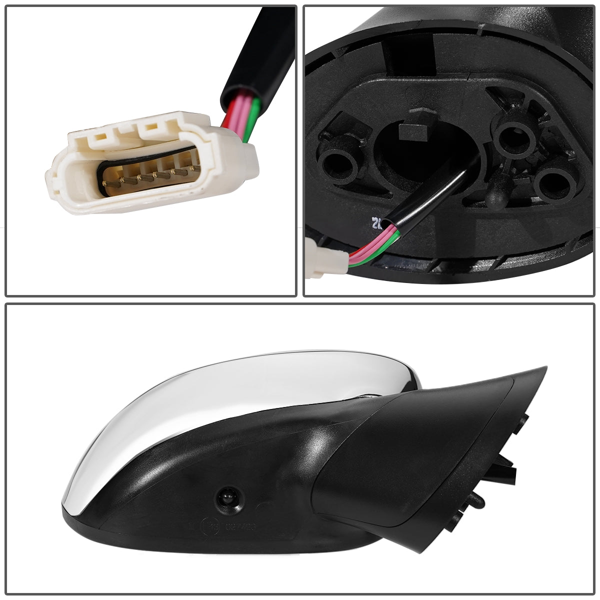 RETROVISOR MIRROR - OEM - 13-15 FIAT 500 - POWERED - HEATED - W/ TEMP SENSOR - FOLDING - W/ CHROME COVER - RIGHT