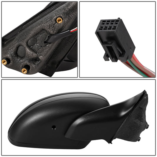 RETROVISOR MIRROR - OEM - 13-15 FIAT 500 - POWERED - HEATED - W/ TEMP SENSOR - W/ ASPHERICAL GLASS - FOLDING - BLACK - RIGHT