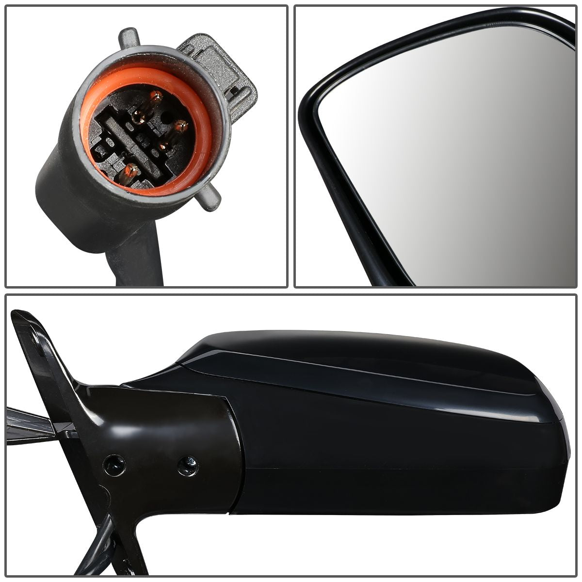 RETROVISOR MIRROR - OEM - 92-96 FORD BRONCO / 92-97 FORD F-150 - POWERED - PAINTABLE - BLACK - LEFT