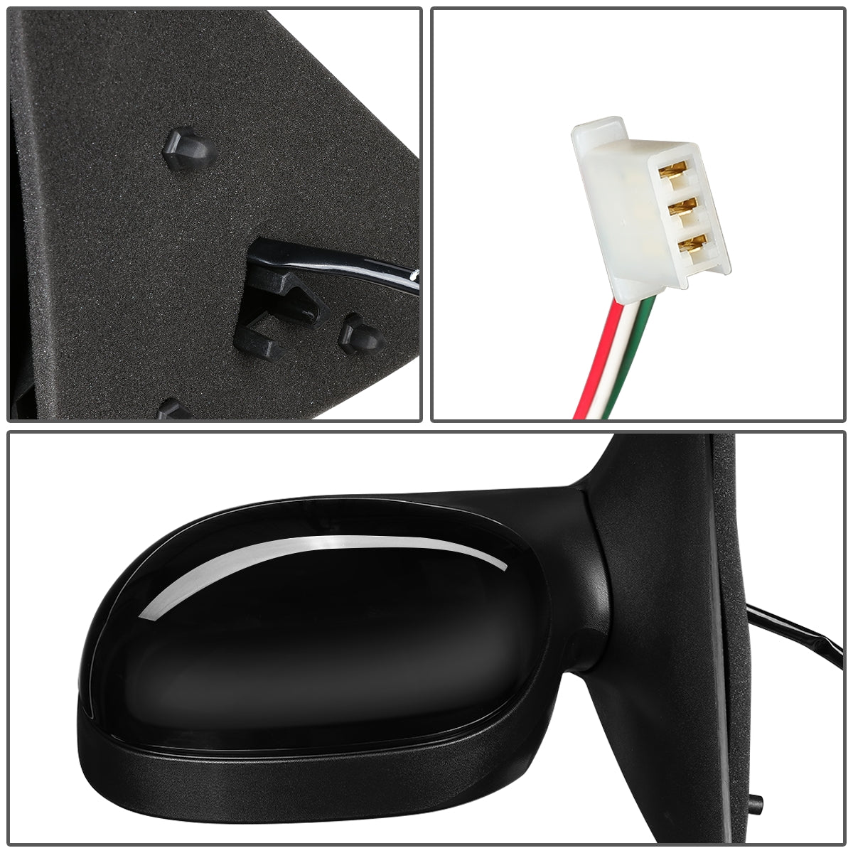 RETROVISOR MIRROR - OEM - 1997 FORD F-150 / 1997 FORD F-250 - POWERED - PAINTABLE - BLACK - LEFT