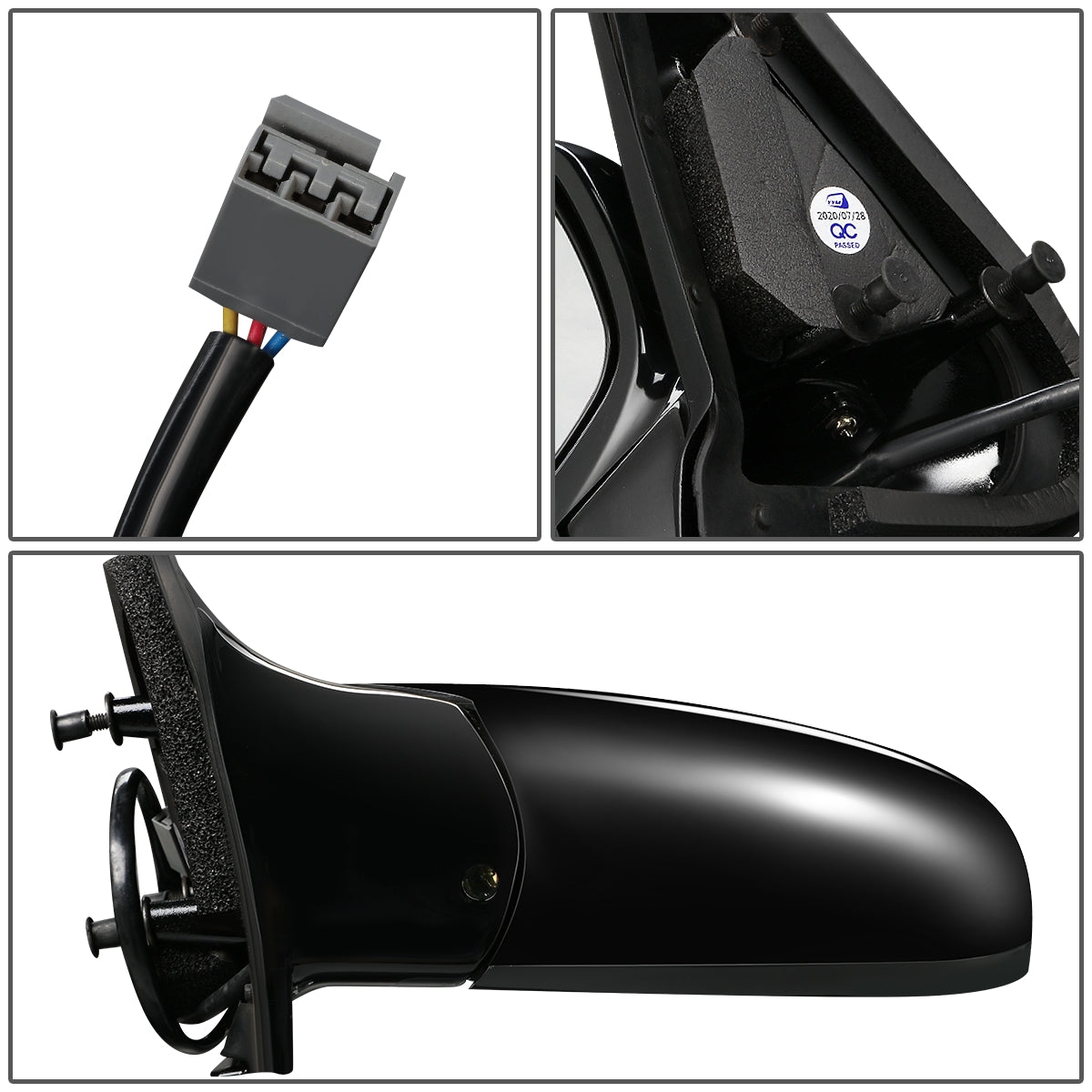 RETROVISOR MIRROR - OEM - 93-97 FORD RANGER, FORD BRONCO II - POWERED - FOLDING - BLACK MATERIAL - LEFT