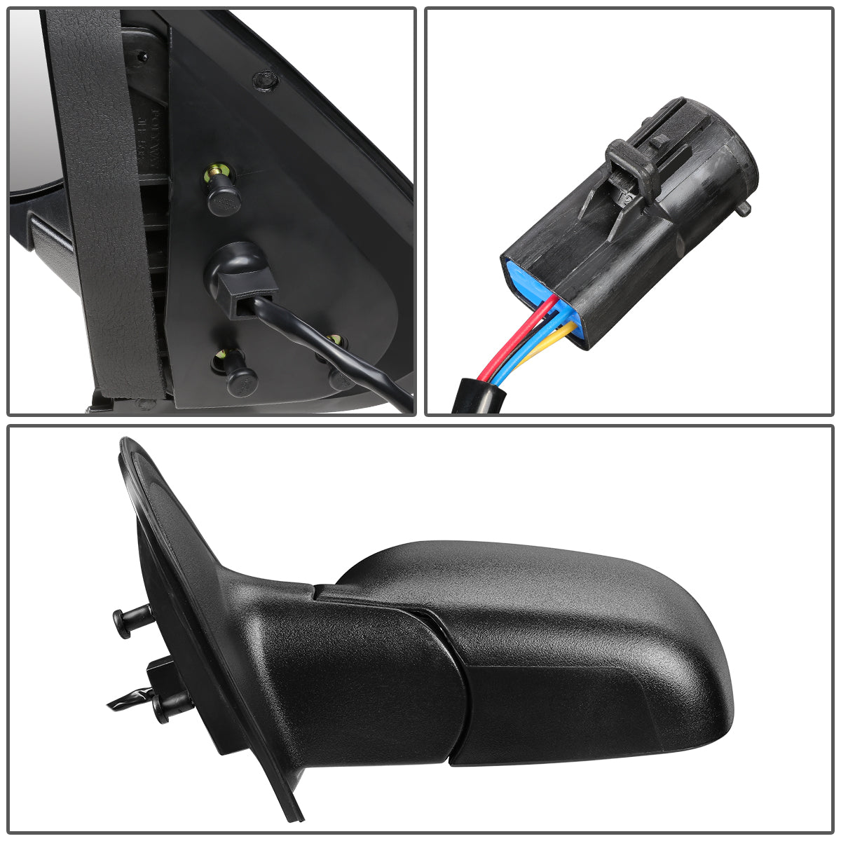 RETROVISOR MIRROR - OEM - 95-01 FORD EXPLORER / 01-03 FORD EXPLORER SPORT / SPORT TRAC / 97-01 MERCURY MOUNTAINEER - POWERED - HEATED - TEXTURED - BLACK - LEFT