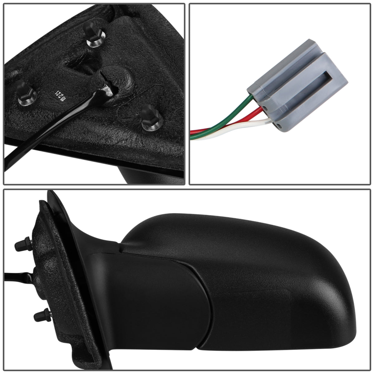 RETROVISOR MIRROR - OEM - 96-05 MAZDA B2300, B2500, B3000, B4000 / 98-05 FORD RANGER - POWERED - TEXTURED - BLACK - LEFT