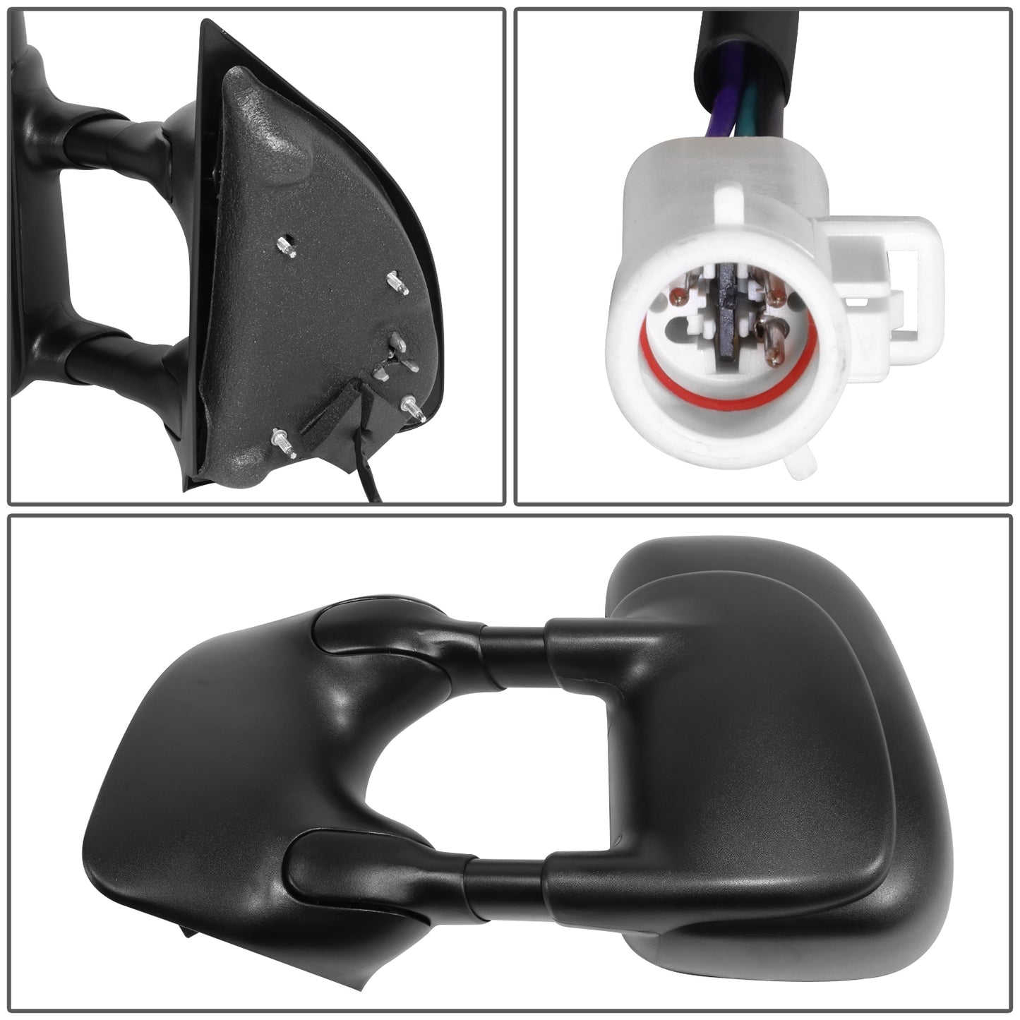 RETROVISOR MIRROR - OE STYLE - FORD F-250 SUPER DUTY 99-05 - FORD F-350 SUPER DUTY 99-05 - WITH POWER RECTANGLE CONNECTOR - DRIVER SIDE - PAINT TO MATCH - BLACK