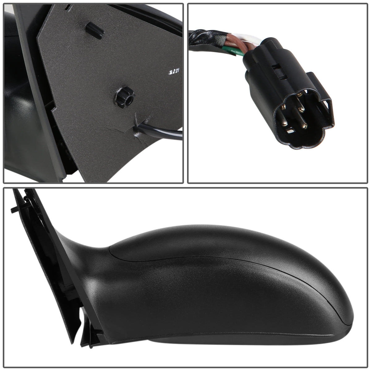 RETROVISOR MIRROR - OEM - 03-07 FORD FOCUS - POWERED - HEATED - TEXTURED - BLACK - LEFT