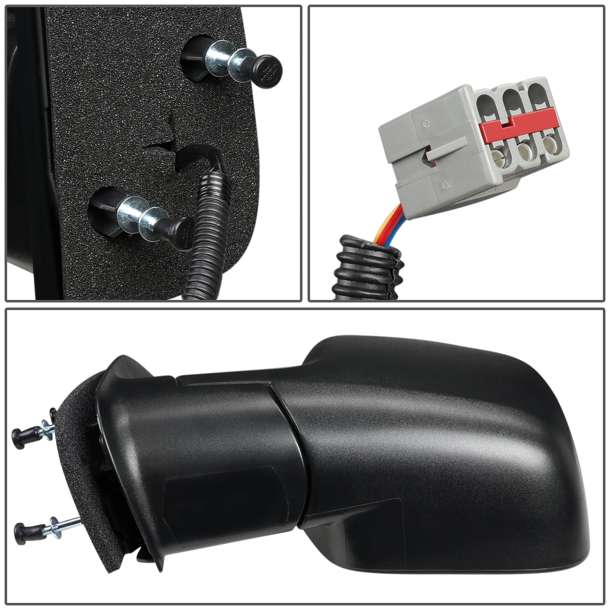 RETROVISOR MIRROR - OEM - 02-06 FORD E-150, E-250, E-350, E-450 / 02-03 FORD E-550 / 02-06 FORD ECONOLINE - POWERED - TEXTURED - BLACK - LEFT