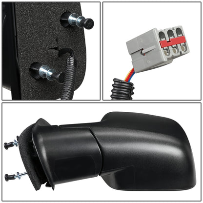 RETROVISOR MIRROR - OEM - 02-06 FORD E-150, E-250, E-350, E-450 / 02-03 FORD E-550 / 02-06 FORD ECONOLINE - POWERED - TEXTURED - BLACK - LEFT