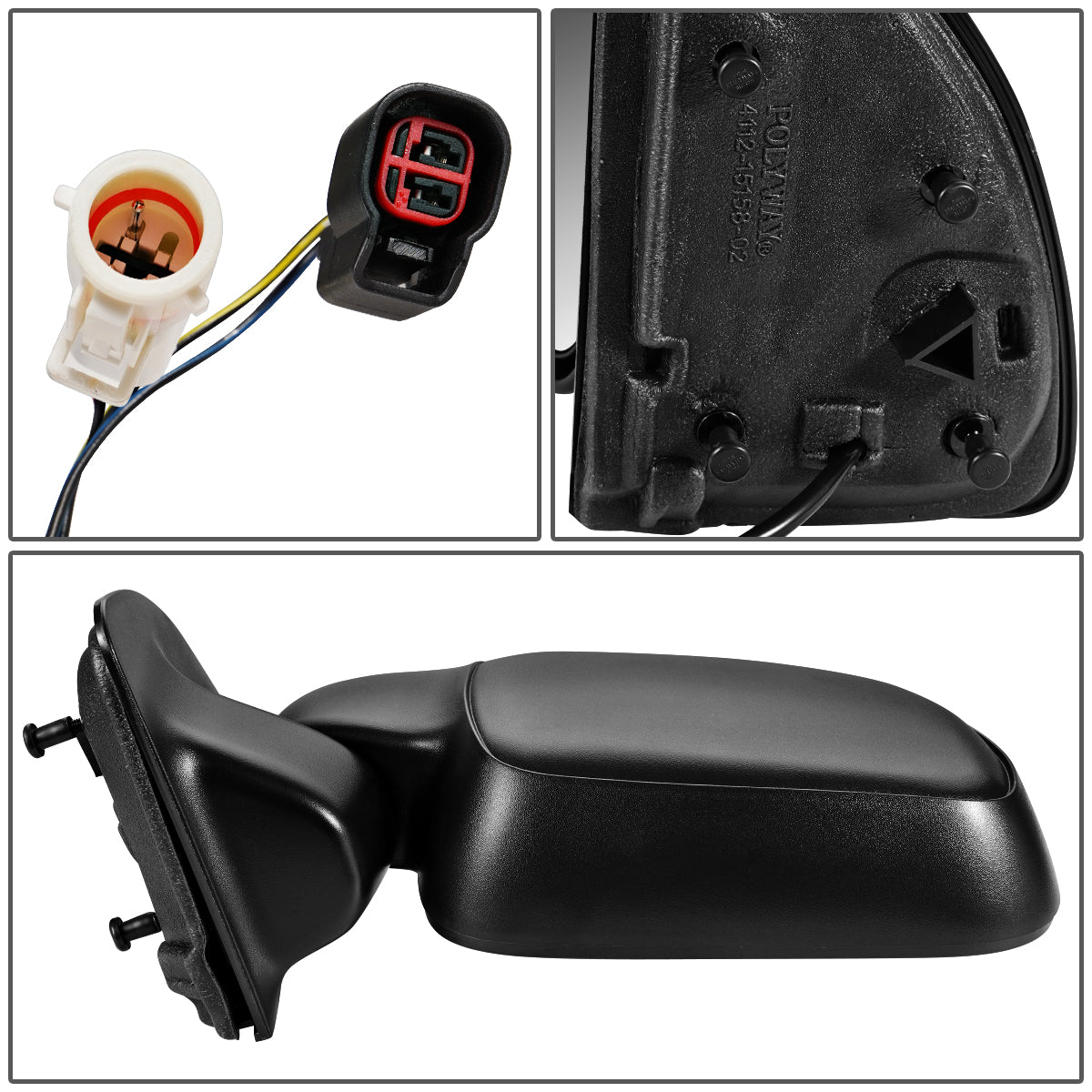 RETROVISOR MIRROR - OEM - 99-04 FORD F-350 / 00-05 FORD EXCURSION - POWERED - HEATED - FOLDING - TEXTURED - BLACK - LEFT