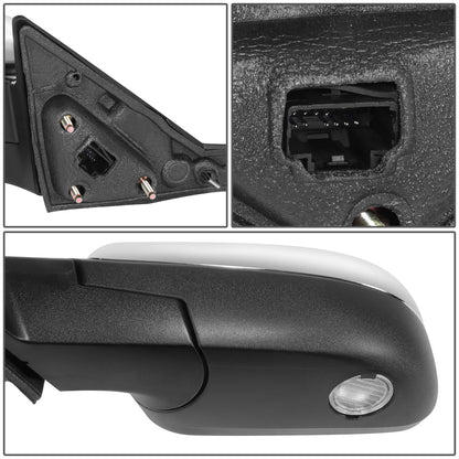 RETROVISOR MIRROR - OE STYLE - FORD TAURUS 08-09 - WITH POWER WITH HEATED GLASS CHROME COVER - DRIVER SIDE - SMOOTH - CHROME / BLACK