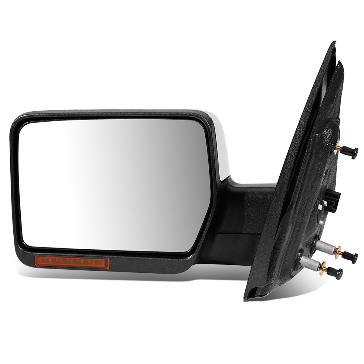 RETROVISOR MIRROR - OEM - 04-08 FORD F-150 - POWERED - HEATED - W/ SIGNAL LIGHT - CHROME COVER - LEFT