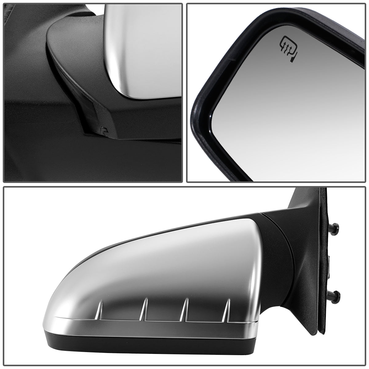 RETROVISOR MIRROR - OEM - 08-09 FORD TAURUS - POWERED - HEATED - W/ PUDDLE LIGHT - FOLDING - SATIN CHROME - LEFT