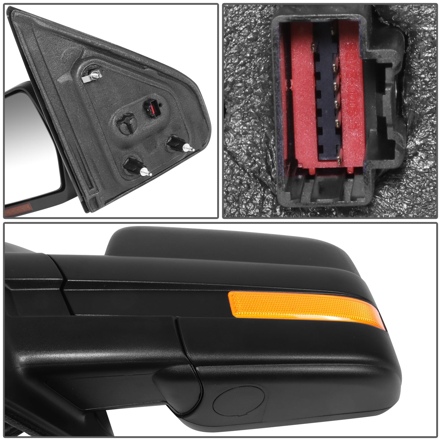 RETROVISOR MIRROR - OE STYLE - FORD F-150 09-10 - WITH POWER WITH HEATED WITH SIGNAL - DRIVER SIDE - PAINT TO MATCH - BLACK