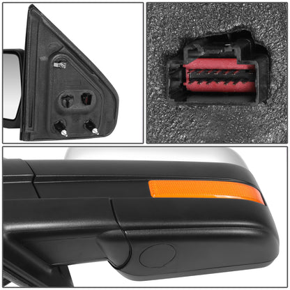 RETROVISOR MIRROR - OE STYLE - FORD F-150 09-10 - WITH POWER WITH HEATED WITH SIGNAL CHROME COVER - DRIVER SIDE - SMOOTH - BLACK / CHROME