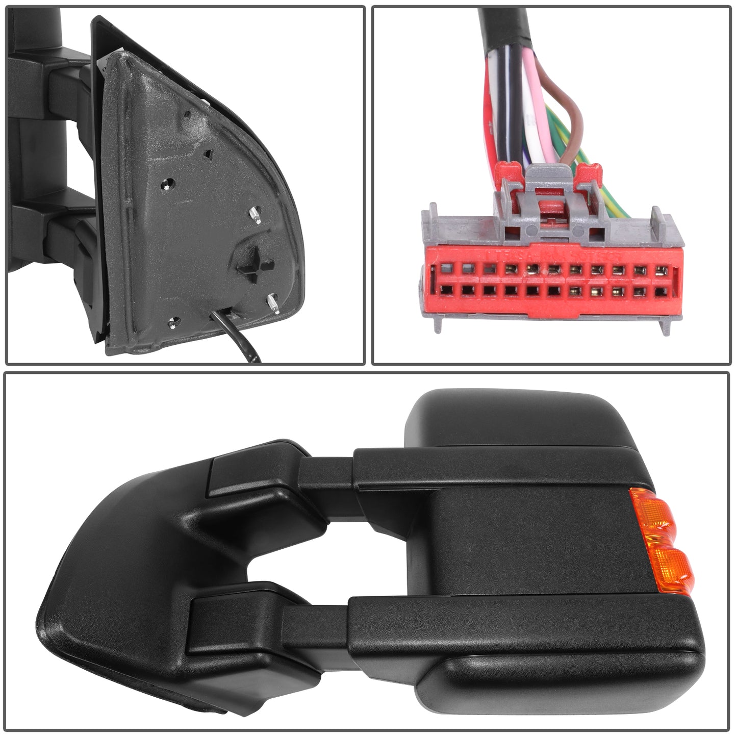 RETROVISOR MIRROR - OE STYLE - FORD F-250 SUPER DUTY 08-10 - FORD F-350 SUPER DUTY 08-10 - DUAL MIRROR WITH HEATED WITH POWER WITH SIGNAL WITH MEMORY - DRIVER SIDE - PAINT TO MATCH - BLACK