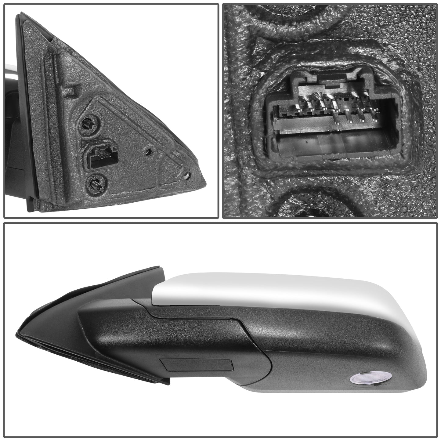 RETROVISOR MIRROR - OE STYLE - FORD FLEX 09-12 - WITH POWER WITH HEATED GLASS CHROME COVER - DRIVER SIDE - SMOOTH - CHROME / BLACK