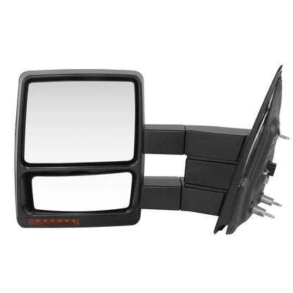 RETROVISOR MIRROR - OE STYLE - FORD F-150 07-12 - WITH POWER DUAL MIRROR WITH HEATED GLASS CHROME COVER - DRIVER SIDE - SMOOTH - BLACK / CHROME