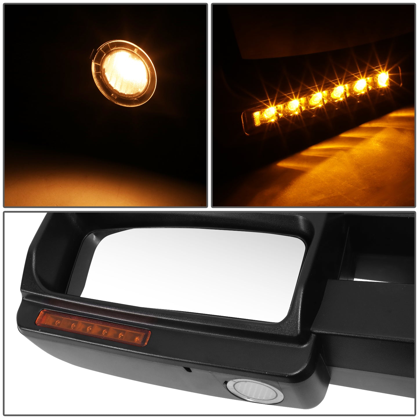 RETROVISOR MIRROR - OE STYLE - FORD F-150 07-12 - WITH POWER DUAL MIRROR WITH HEATED GLASS CHROME COVER - DRIVER SIDE - SMOOTH - BLACK / CHROME