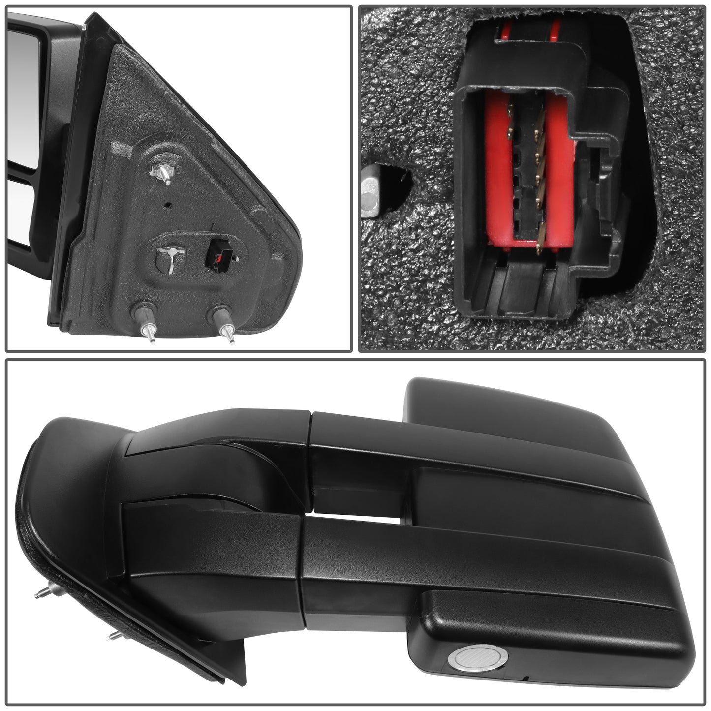 RETROVISOR MIRROR - OE STYLE - FORD F-150 07-12 - WITH POWER DUAL MIRROR WITH HEATED GLASS CHROME COVER - DRIVER SIDE - SMOOTH - BLACK / CHROME