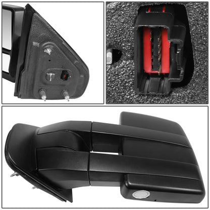 RETROVISOR MIRROR - OE STYLE - FORD F-150 07-12 - WITH POWER DUAL MIRROR WITH HEATED GLASS CHROME COVER - DRIVER SIDE - SMOOTH - BLACK / CHROME