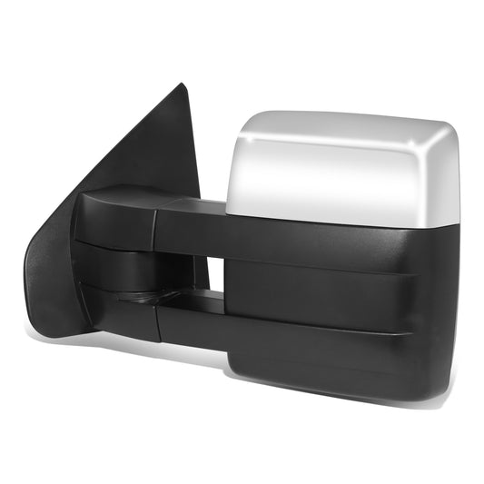 RETROVISOR MIRROR - OE STYLE - FORD F-150 08-14 - WITH POWER DUAL MIRROR WITH HEATED GLASS WITH TURN SIGNAL CHROME COVER - DRIVER SIDE - SMOOTH - BLACK / CHROME