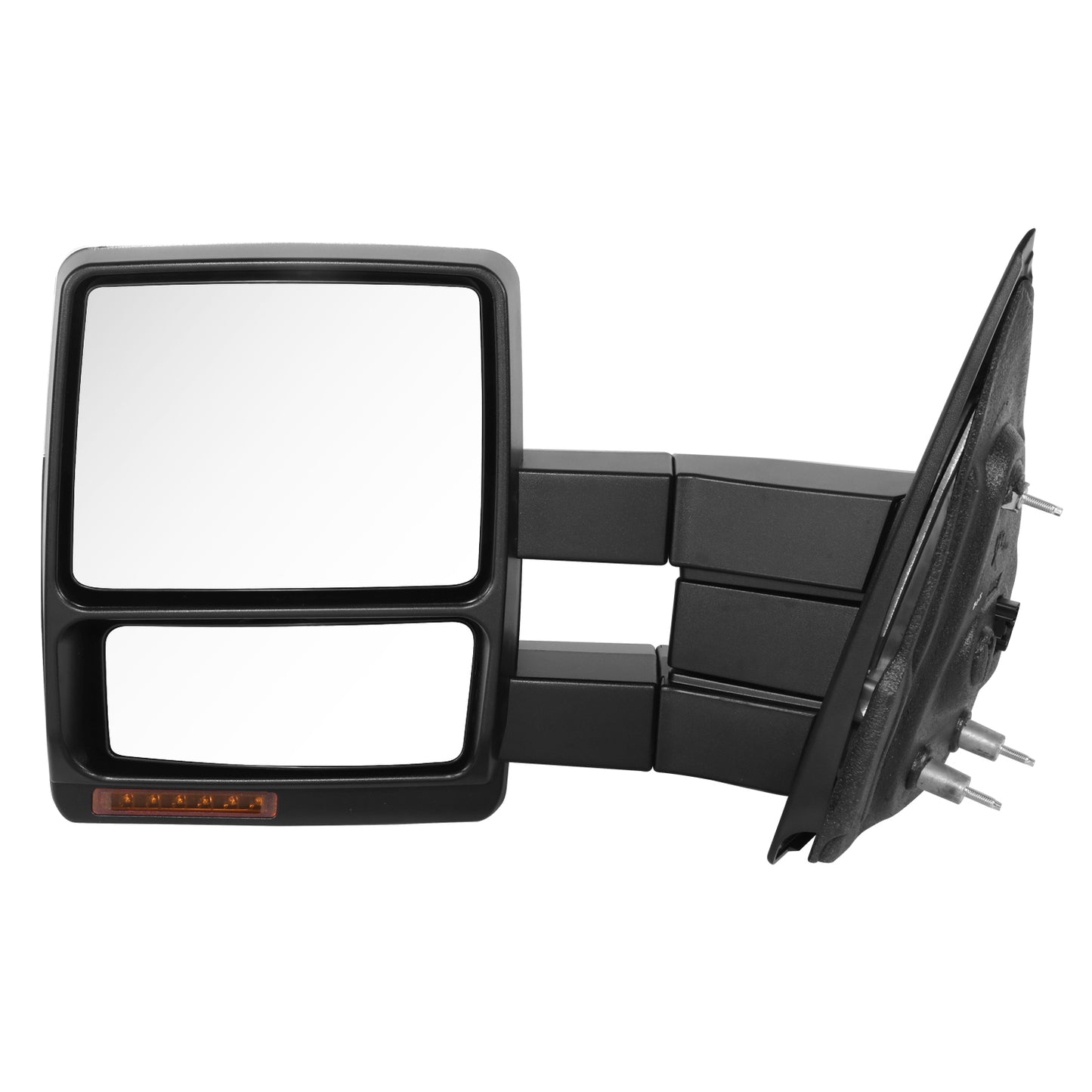 RETROVISOR MIRROR - OE STYLE - FORD F-150 08-14 - WITH POWER DUAL MIRROR WITH HEATED GLASS WITH TURN SIGNAL CHROME COVER - DRIVER SIDE - SMOOTH - BLACK / CHROME