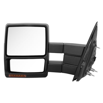 RETROVISOR MIRROR - OE STYLE - FORD F-150 08-14 - WITH POWER DUAL MIRROR WITH HEATED GLASS WITH TURN SIGNAL CHROME COVER - DRIVER SIDE - SMOOTH - BLACK / CHROME