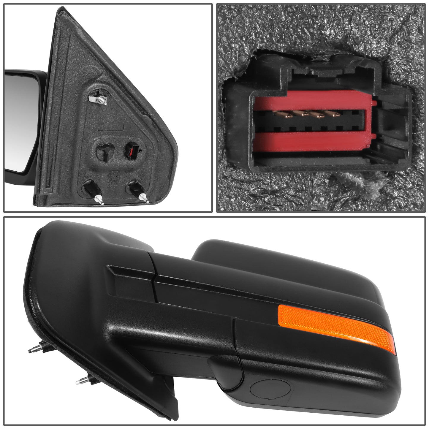 RETROVISOR MIRROR - OE STYLE - FORD F-150 11-14 - WITH POWER WITH SIGNAL WITH BLIND SPOT MIRROR - DRIVER SIDE - PAINT TO MATCH - BLACK