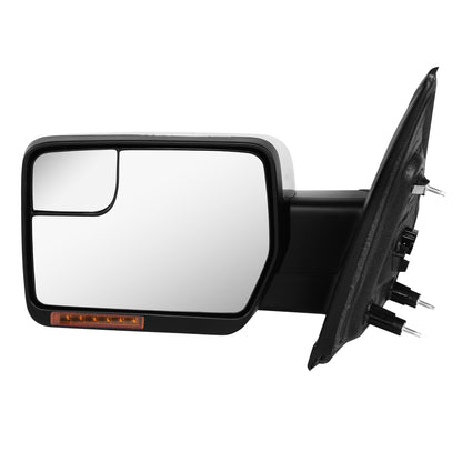 RETROVISOR MIRROR - OE STYLE - FORD F-150 11-14 - WITH POWER WITH HEATED WITH SIGNAL WITH BLIND SPOT MIRROR CHROME COVER - DRIVER SIDE - SMOOTH - BLACK / CHROME