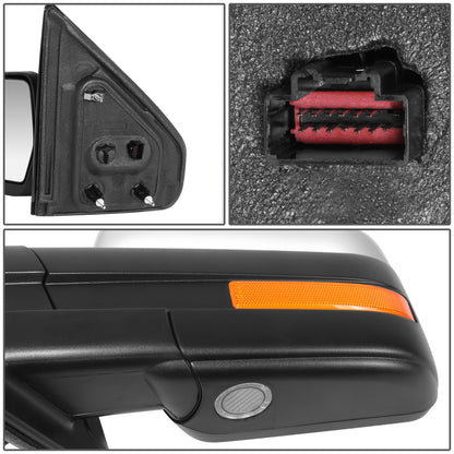 RETROVISOR MIRROR - OE STYLE - FORD F-150 09-10 - WITH POWER FOLD WITH HEATED WITH SIGNAL WITH MEMORY CHROME COVER - DRIVER SIDE - SMOOTH - BLACK / CHROME