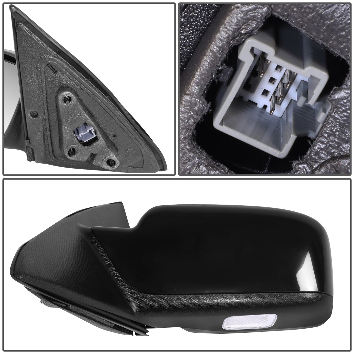 RETROVISOR MIRROR - OE STYLE - FORD FUSION 11-12 - WITH POWER WITH HEATED GLASS WITH PUDDLE LIGHT WITH TEXTURED COVER - DRIVER SIDE - PAINT TO MATCH - BLACK