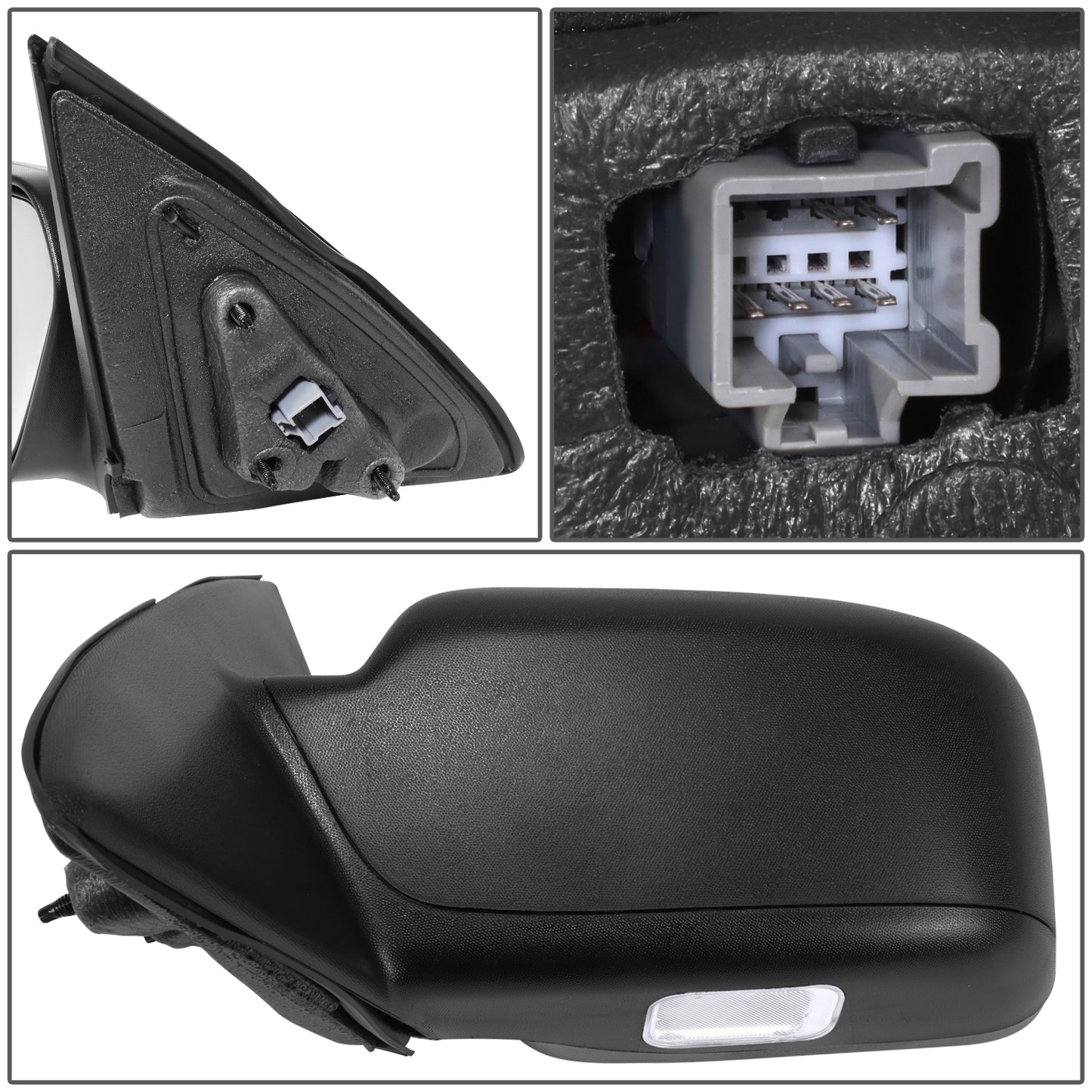 RETROVISOR MIRROR - OE STYLE - FORD FUSION 11-12 - WITH POWER WITH HEATED GLASS WITH BLIND SPOT MIRROR WITH PUDDLE LIGHT WITH TEXTURED COVER - DRIVER SIDE - PAINT TO MATCH - BLACK