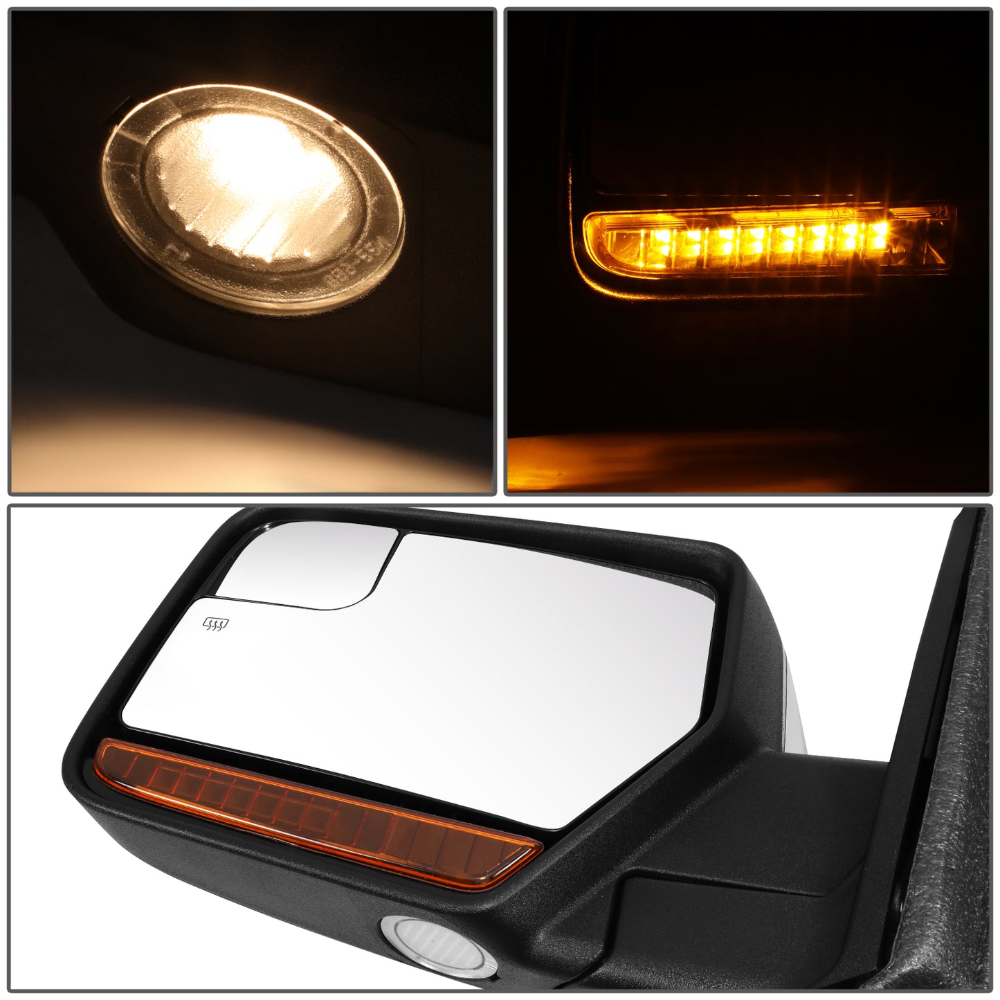 RETROVISOR MIRROR - OE STYLE - FORD EXPEDITION 13-14 - LINCOLN NAVIGATOR 12-14 - WITH POWER FOLD WITH HEATED WITH SIGNAL WITH MEMORY CHROME COVER - DRIVER SIDE - SMOOTH - BLACK / CHROME