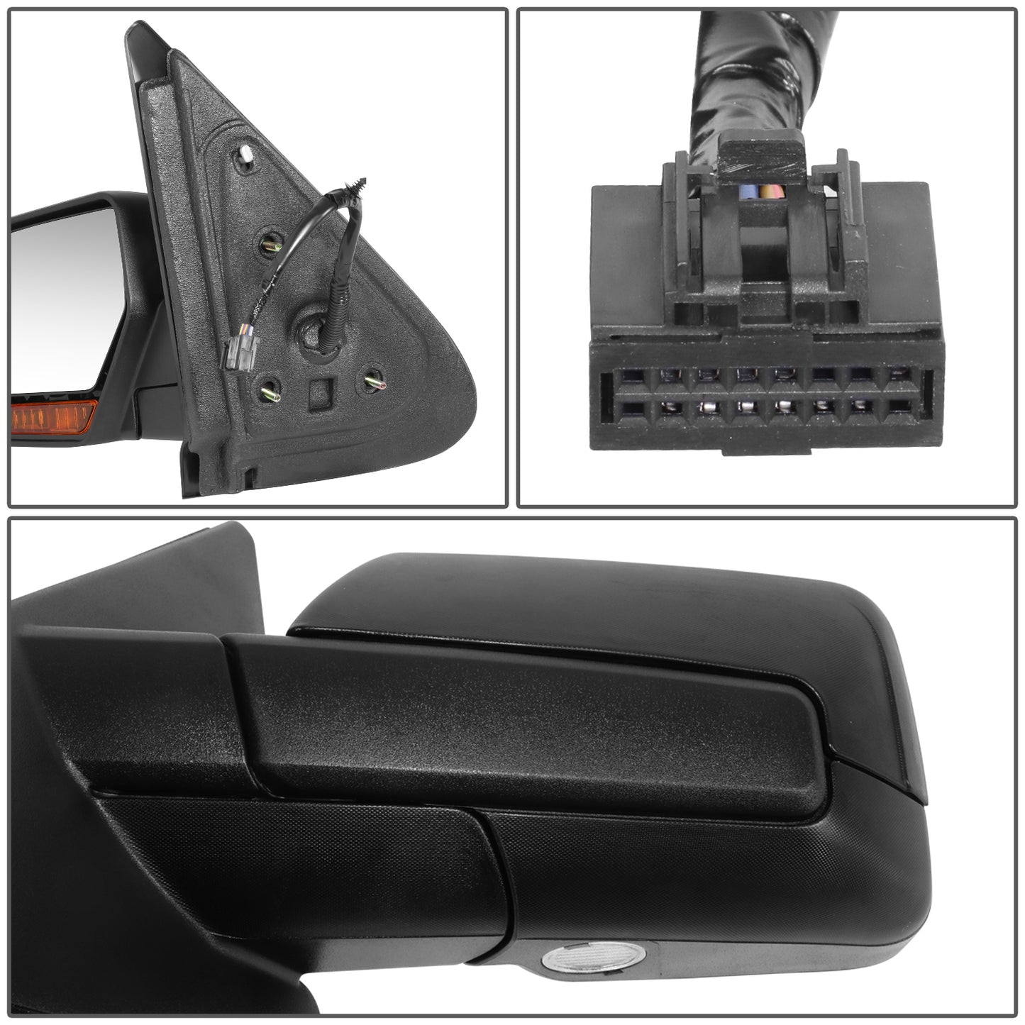 RETROVISOR MIRROR - OE STYLE - FORD EXPEDITION 12-17 - WITH POWER WITH HEATED WITH SIGNAL - DRIVER SIDE - PAINT TO MATCH - BLACK