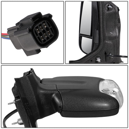 RETROVISOR MIRROR - OEM - 15-19 FORD TRANSIT 150, 250, 350 - POWERED - HEATED - W/ SIGNAL - FOLDING - TEXTURED - BLACK